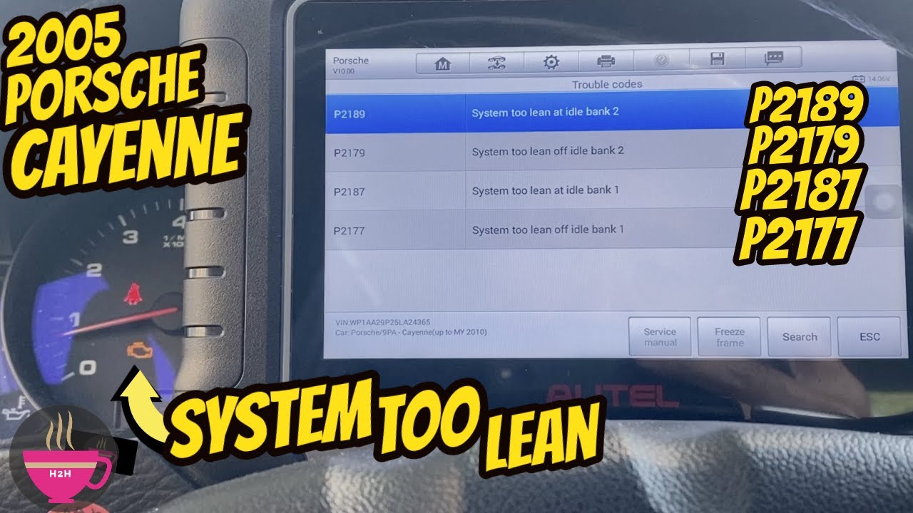 System too Lean Bank 1 Bank 2 Porsche Cayenne 2005 ( P2189 P2179 P2187 ...