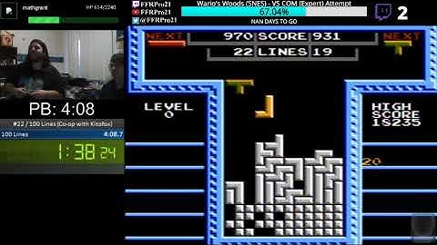 NES - Tengen Tetris - 100 Lines Speedrun (Co-op with Kitofox) - 3:38
