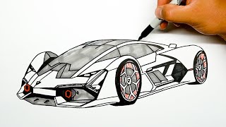 How to draw a car - Lamborghini Terzo Millennio - Step by step #1