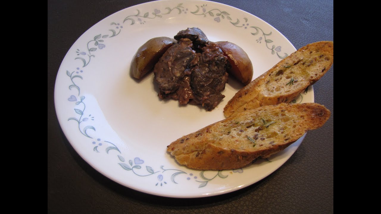 Chicken liver on pear with maple syrup and wine reduction YouTube