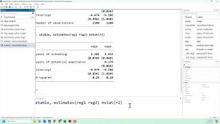 Stata Basics: Regression Tables with etable