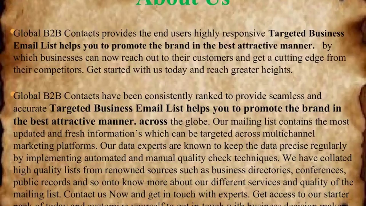 Targeted Business Email List helps you to promote the brand in the best attractive manner