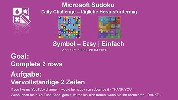 Microsoft Sudoku | Apr 23, 2020 | Symbol - Easy | Complete 2 rows