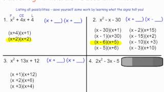 Factoring Trinomials Guess and Check for You Tube.wmv