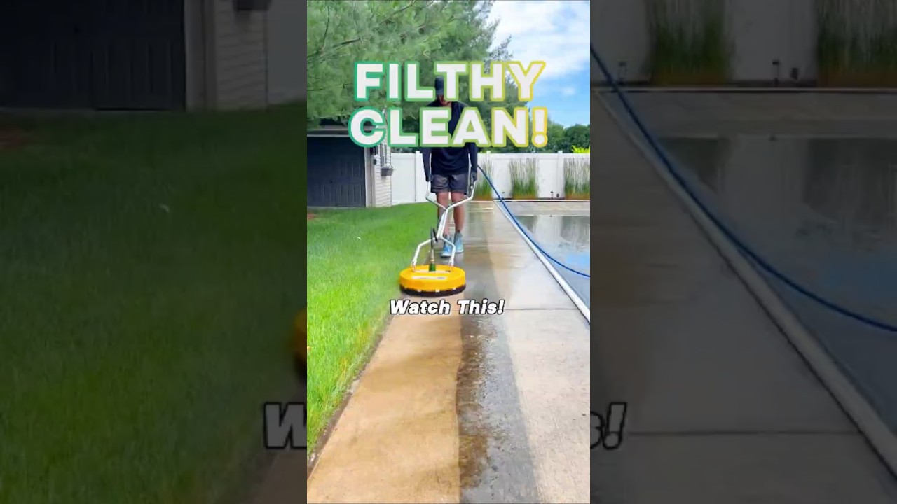 Pressure Washing a FILTHY Pool Deck – Satisfying Transformation! 🔥 