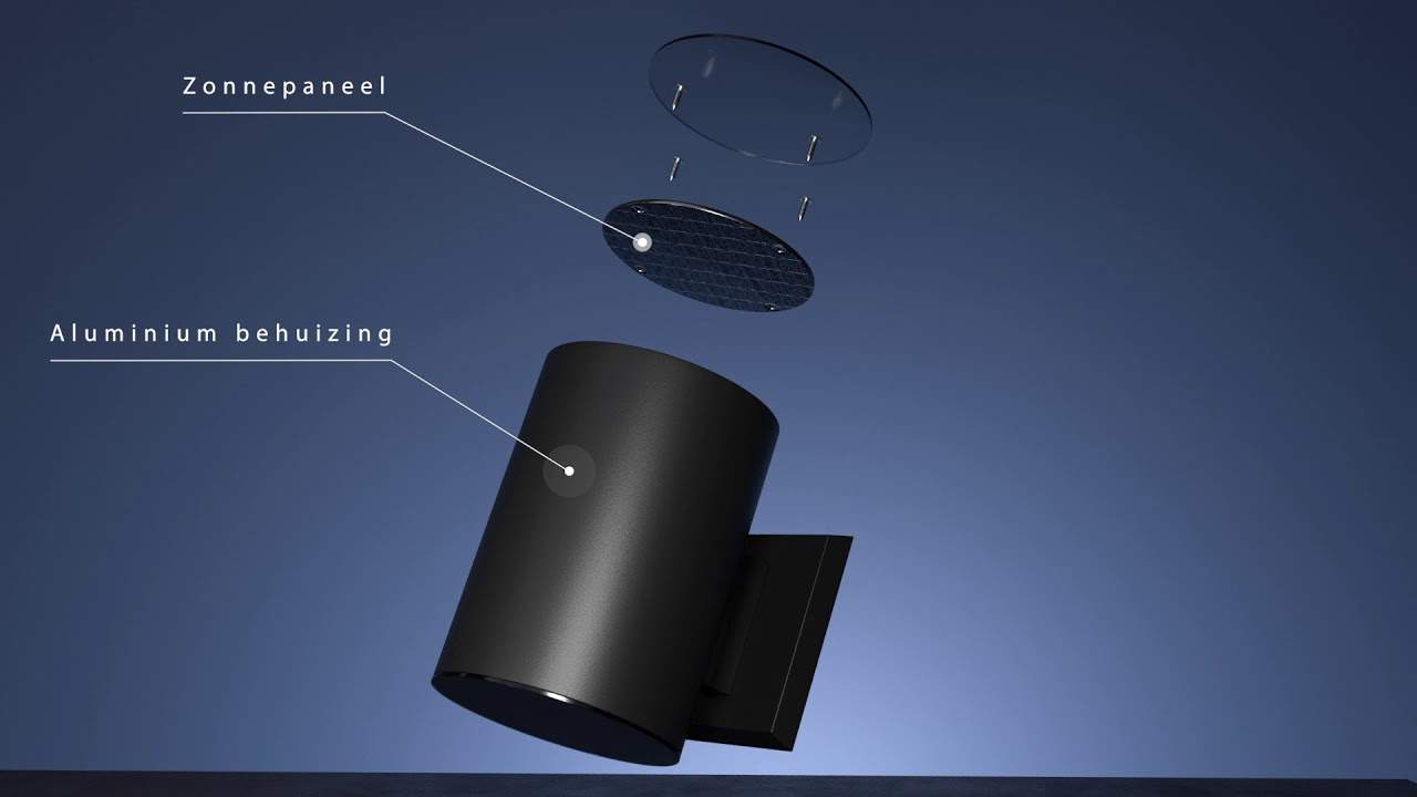 Solar tuinverlichting - Solar wandlamp up downlight rond - Solarwandlamp.nl