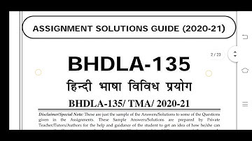 BHDLA 135 Ignou Solved Assignment 2020-21