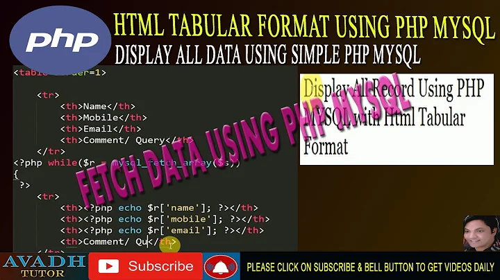 How to Display Data from MySQL Database into HTML Table using PHP | fetch data using php mysql