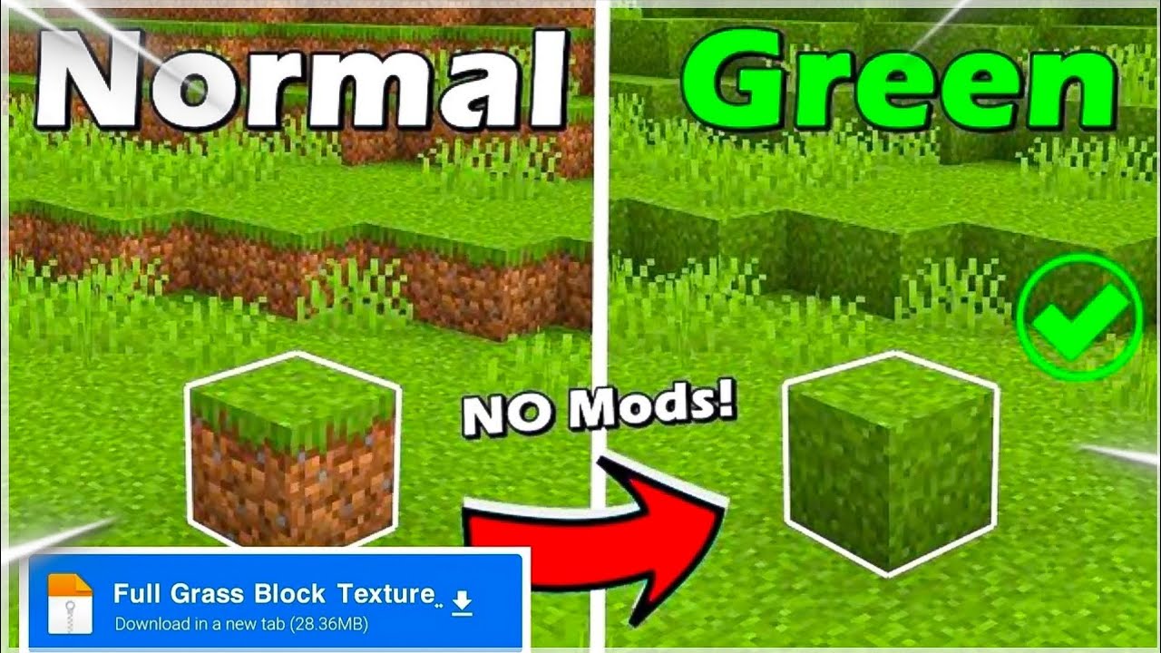 🌿 Minecraft Full Grass Block Texture Pack 1.21+ | No Dirt Sides | MCPE & Bedrock Clean Look