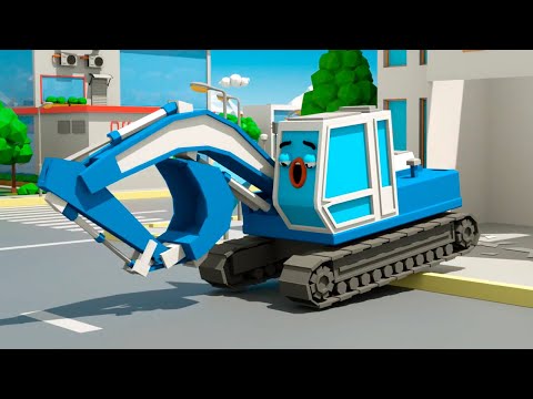 Canavar Kamyon ve Traktör, Ekskavatöre Şaka Yapıyor - Cars Town - Çocuklar için Çizgi Film