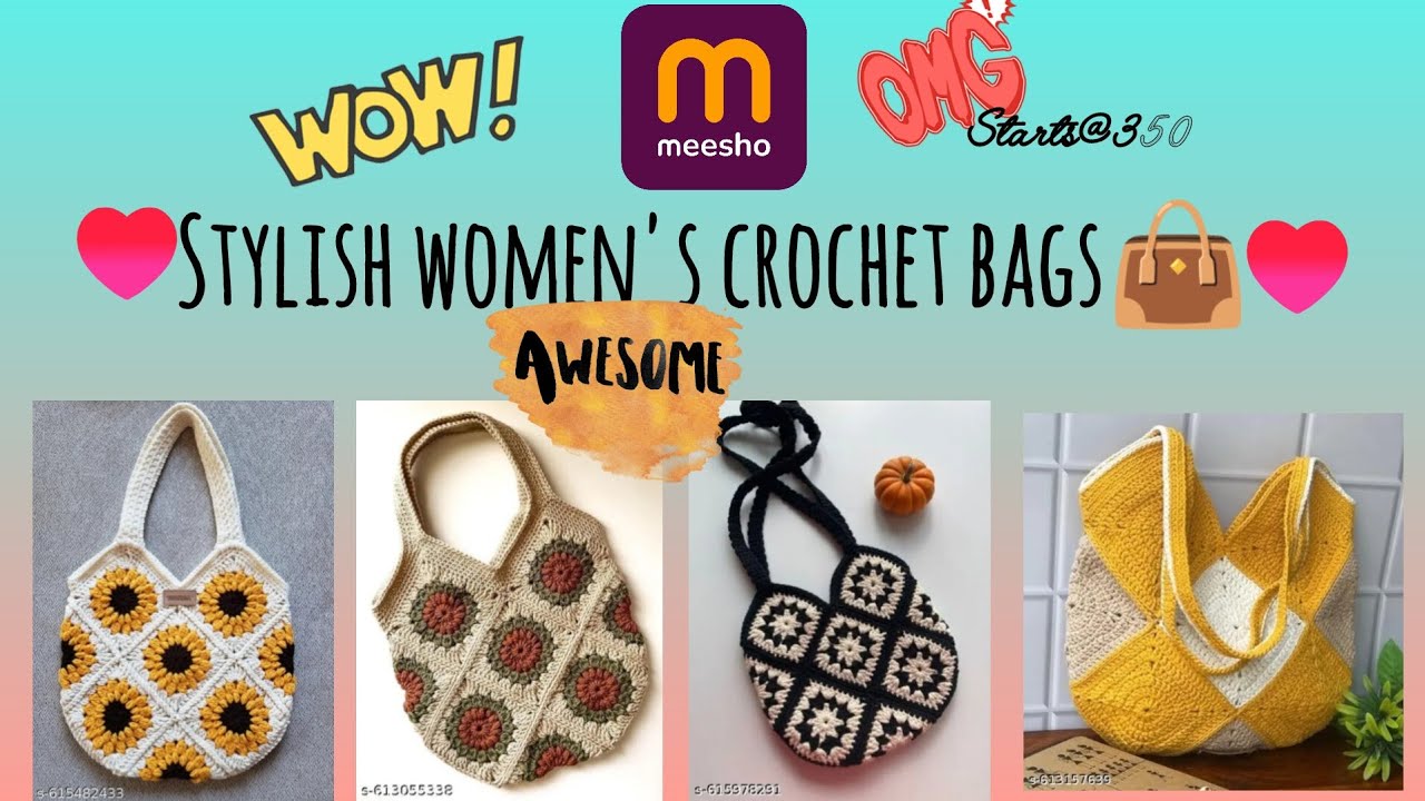 Stylish women's handmade bags👜👜||Crochet bags||Original review@Meesho 