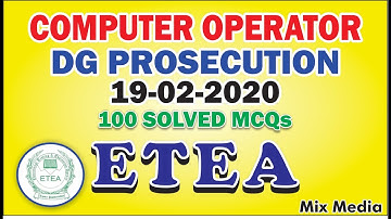 Computer Operator DG Prosecution | ETEA Test Solved Paper |