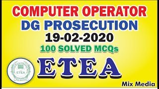 Computer Operator DG Prosecution | ETEA Test Solved Paper |