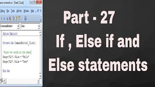 Part - 27 | If , elseif and else statements in VBA | VBA Macro in tamil