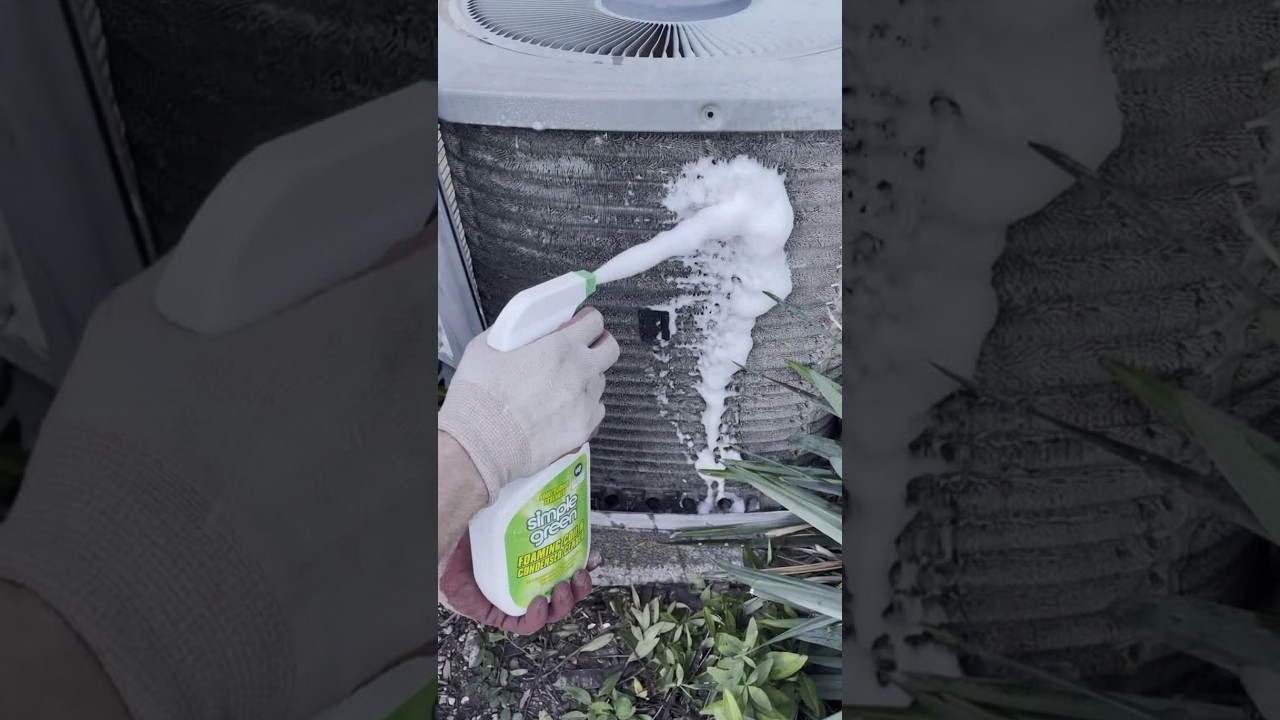 DIY AC Condenser Cleaning. Improve Cooling & Efficiency #hvac #accleaning  #diy