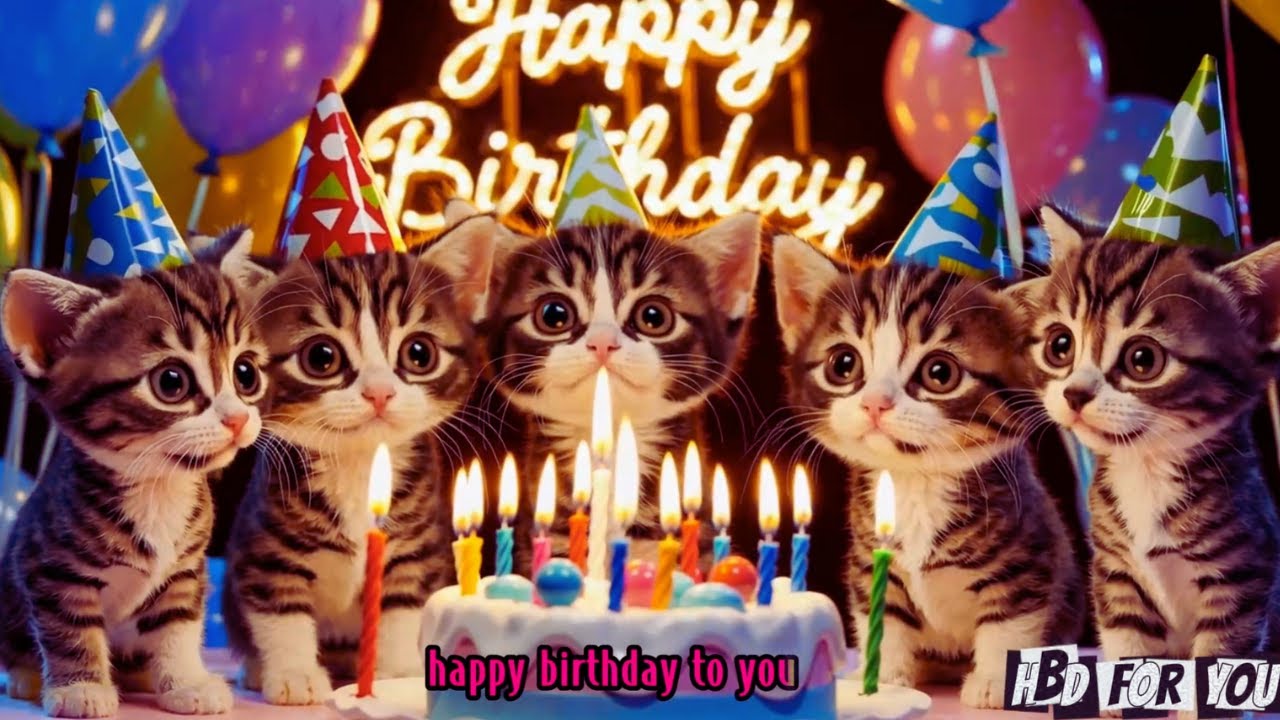 Mom Cat & Kitten Happy Birthday Song | Cute Cats Party! | HBD For You