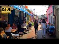 4K walking in the UK England | Seaside and city full of people | Street market and street food