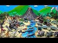 DIY Dinosaur World with Volcano Eruption | Tyrannosaurus Rex Triceratops Brachiosaurus