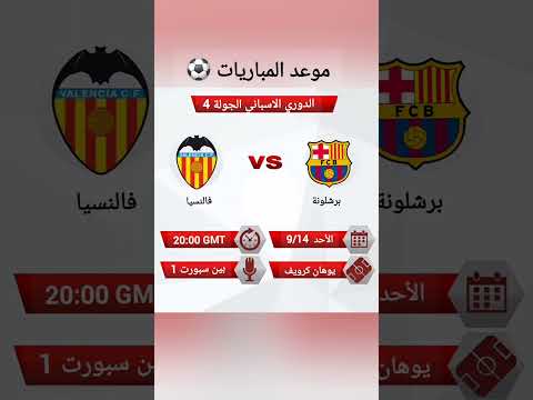 موعد مباراة برشلونة وفالنسيا الدوري الاسباني الجولة الرابعة برشلونة