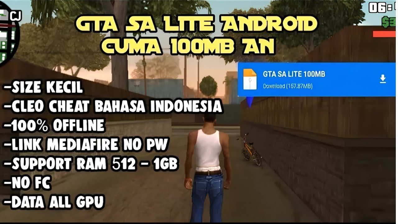 TERBARU!!! GTA SA LITE 100MB RINGAN, SUPPORT SEMUA ANDROID YouTube