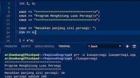 tutorial cara menghitung luas persegi panjang menggunakan aplikasi DEV C++