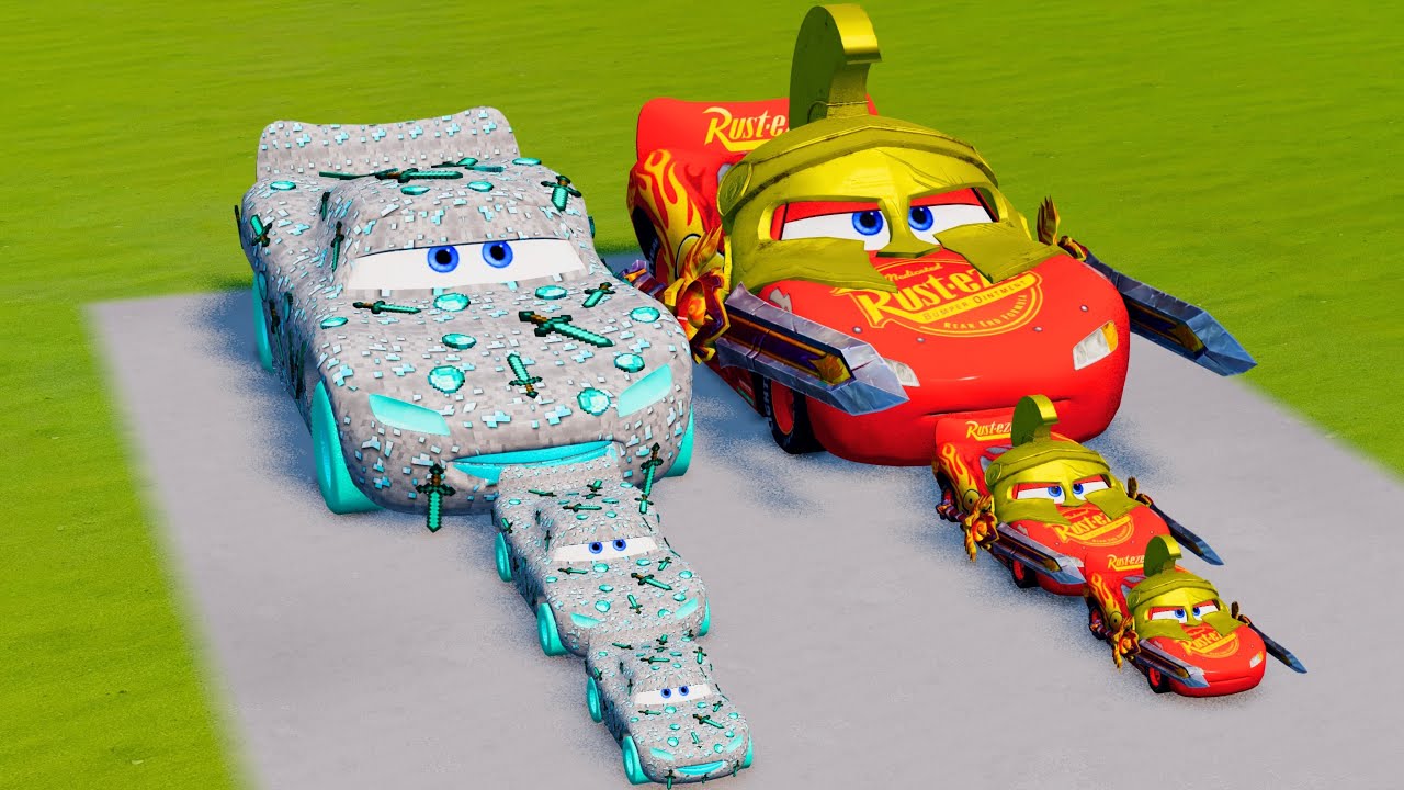 Big & Small McQueen Mine & Spartan VS Train | BeamNG.drive