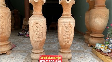 Cặp lục bình 1m30 đục tứ quý gỗ xà cừ.đẹp từ mộc. Phun sơn theo yêu cầu. Zalo 0354318894
