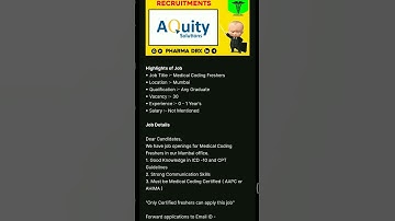 Medical Coding Freshers Jobs Aquity Solutions | Medical Coding Jobs For Freshers #medicalcodingjobs