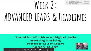 Journalism M03 Week 2- Advanced Leads & Headlines