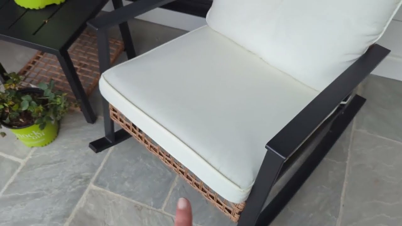 LAUSAINT HOME 3 Pieces Rocking Bistro Set, Outdoor Patio Furniture Set for Garden, Balcony, Backyard