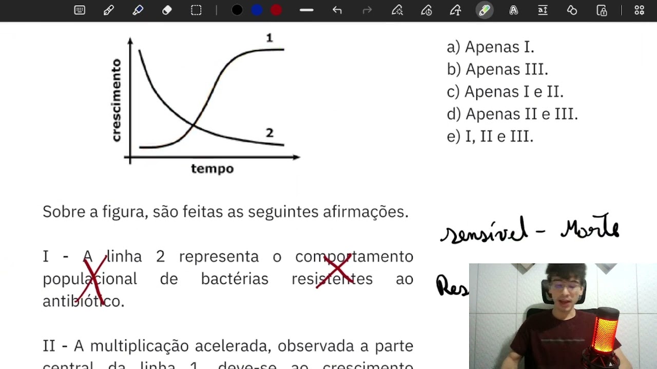 (UFRGS) A figura abaixo representa o comportamento populacional de bactérias ao lon | Henrique Lobel