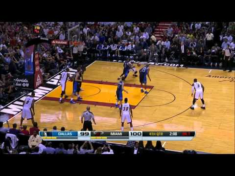 LeBron James mimics Dirk Nowitzki in front of Dirk Nowitzki