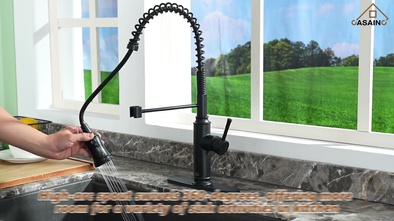 Infrared Sensor 3-Function Kitchen Faucet | Matte Black/Brushed Nickel | CASAINC