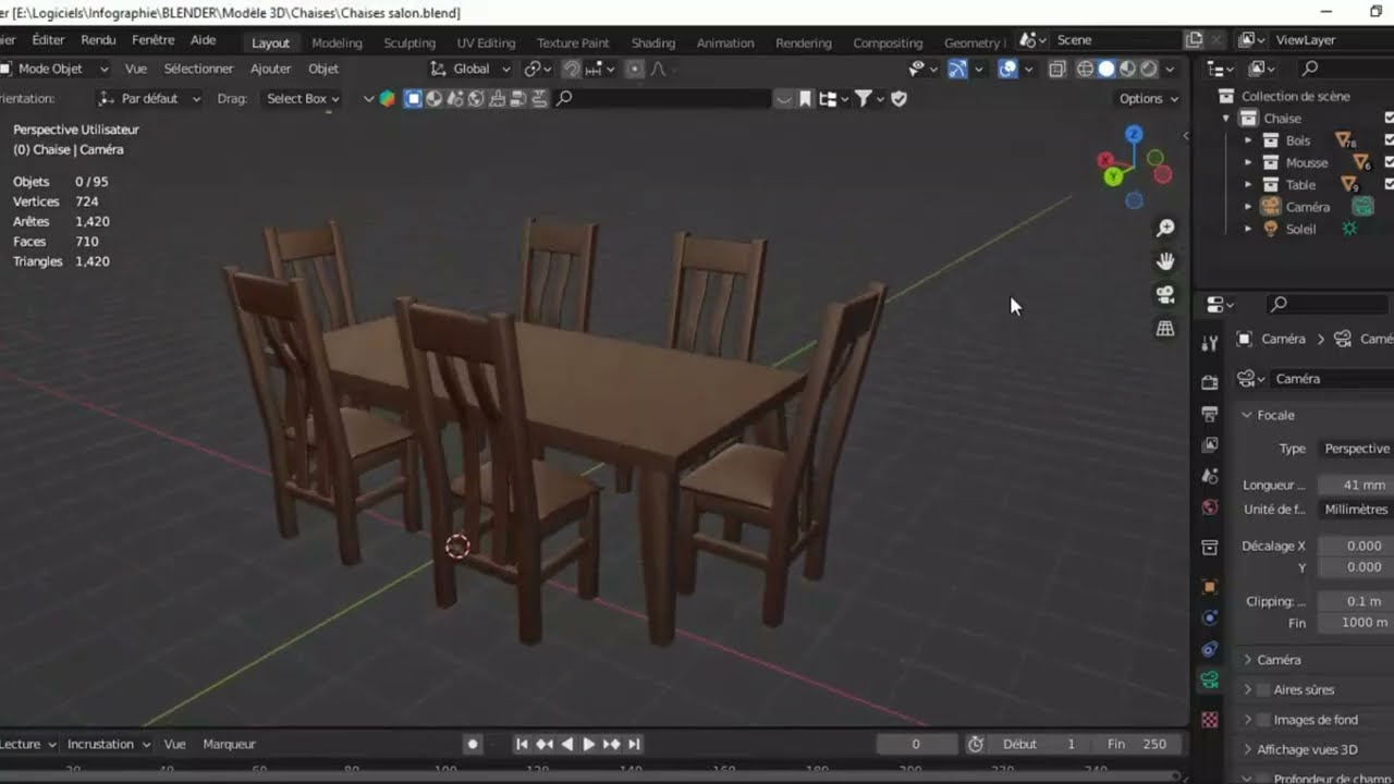 Présentation Table et Chaises en Bois