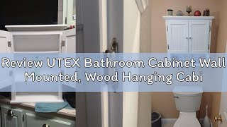 Review UTEX Bathroom Cabinet Wall Mounted, Wood Hanging Cabinet, Wall Cabinets with Doors and Shelve