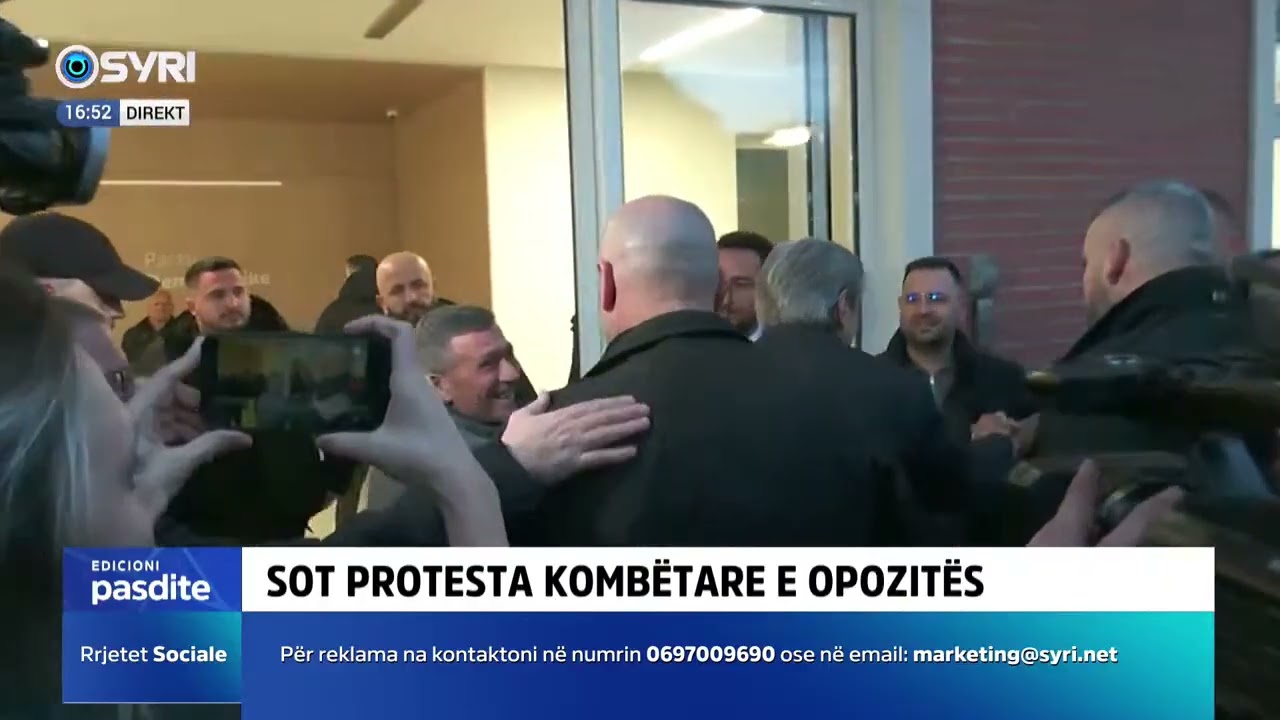 Protesta, Berisha mbërrin te selia blu, pritet me ovacione nga demokratët