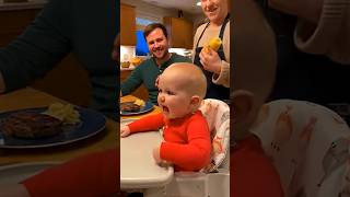 Baby Defends Dad in Angry Baby Talk 🍌🍌👶 #shorts #familyfun #cute #funny #babytalking #baby #newbaby