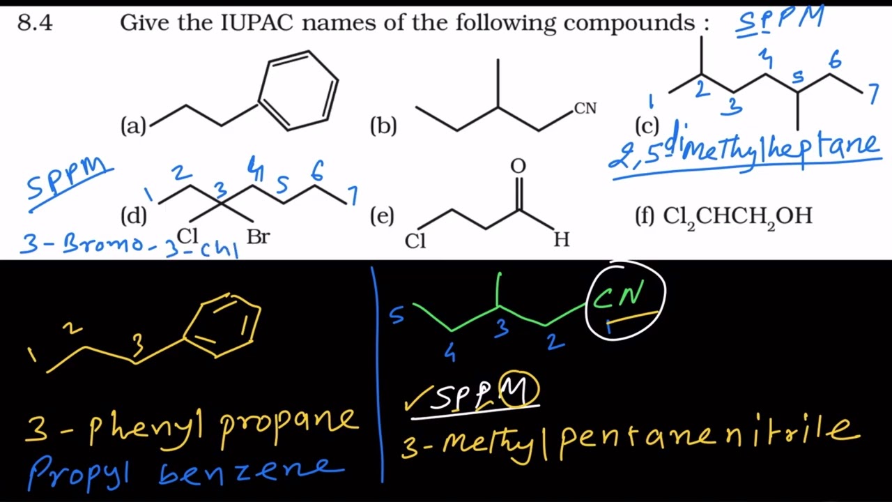 Some basic principles and techniques, Class-11,NCERT SOLUTION 8.4,IUPAC NAME