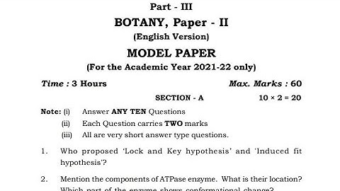 Ts Inter 2nd year Botany  paper 2022 | Telangana  inter 2nd year Botany model paper 2022