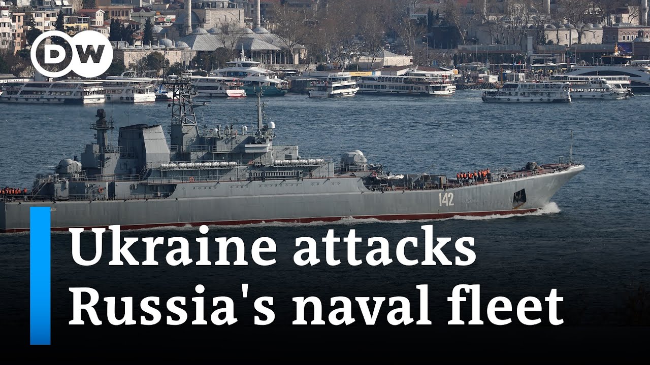 Russian naval ship burns after attack claimed by Ukraine