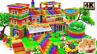 ASMR x 1.5 - Build Colorful Hillside Glass House Have Rooftop Pool And Giant Stone Flower