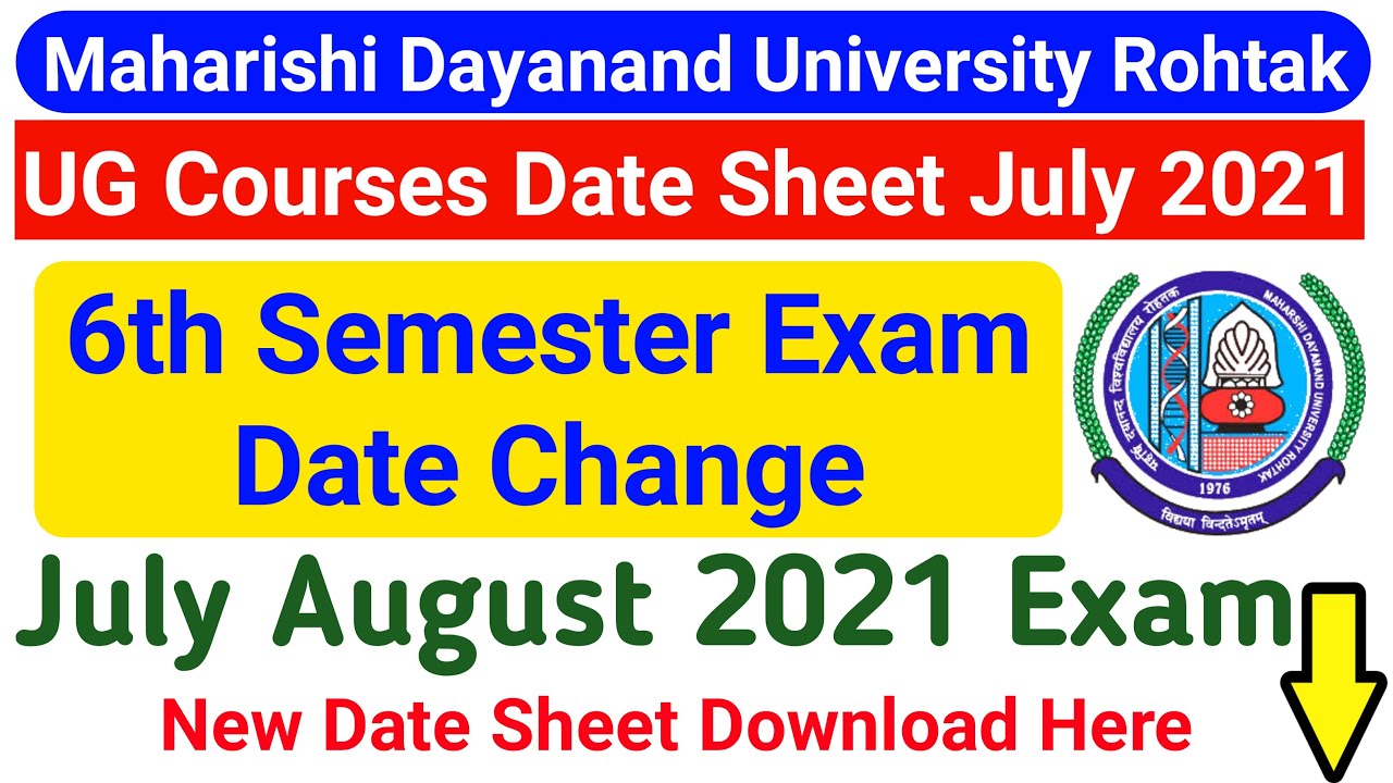 MDU New Exam Date 2021 || MDU UG Courses Exam || Mdu Latest Update || MDU Exam Date Change Notice