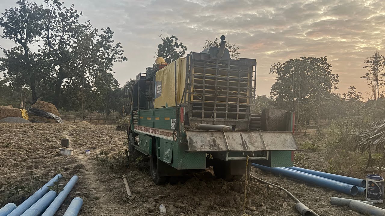 250 feet High pressure Borwell drilling || starting process of new Borwell drilling video