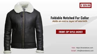 Men's Cream Wool Aviator B3 Real Shearling Sheepskin Leather Bomber Flying Pilot Jacket - Mark