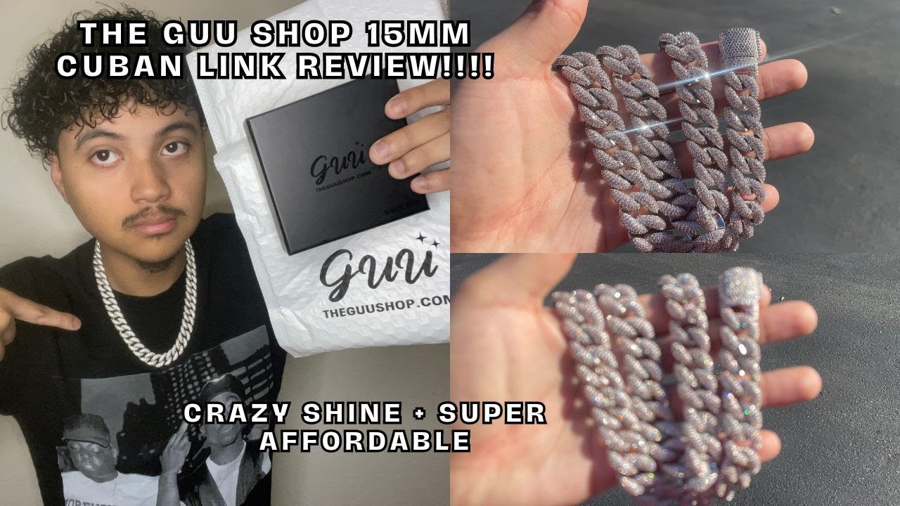 GUU Shop Jewelry Review 15MM Iced Out Cuban Link Chain YouTube