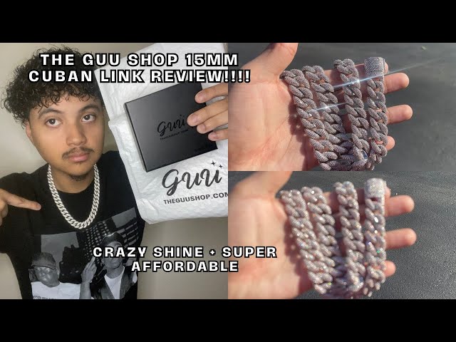 GUU Shop Jewelry Review 15MM Iced Out Cuban Link Chain - YouTube