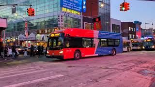 NICE & MTA Bus: 2023 New Flyer XE40 2084 on n20X in Downtown Flushing + Q20B, Q25, Q27, Q65 Action