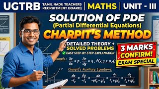 UGTRB MATHS UNIT III | SOLUTION OF PDE | CHARPIT'S METHOD #ugtrbmaths #exam  @AadhiranAcademy 