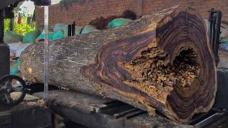 Trembesi Wood Processing Madness 🔥 Huge Slabs and Explosive Cracks Everywhere 😨