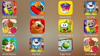 My Hank, Fruit Merge, Cut The Rope 2, Tom Time Rush, Candy Crush, Toon Blast, Sugar Rush.... screenshot 4